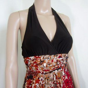 Wrapper Halter Dress - Brown Fall Colors - Stretch - Size Small